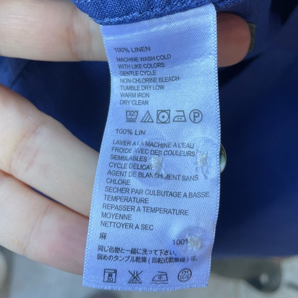Tommy Bahama Deep Royal Blue 100% Linen Mens Long Sleeve Button Up Shirt Size M - Picture 8 of 16